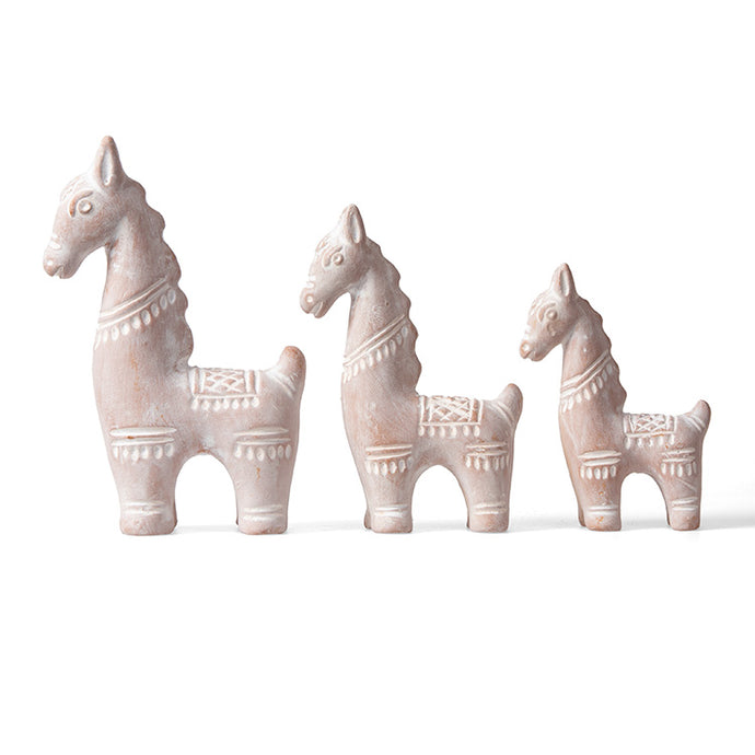 Set of Three Terracotta Horses