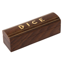 Load image into Gallery viewer, Wooden and Brass Dice Box with 5 Dice
