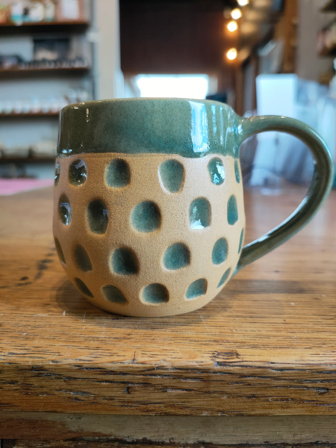 Clay Green spots Stoneware Cup