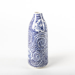 Tall Blue & White Vase