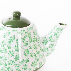 Teapot - Green Leaves Accent Teapot