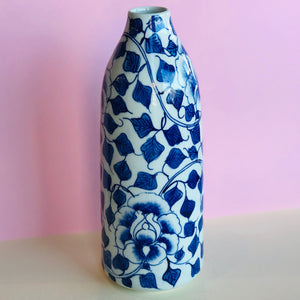 Tall Blue & White Vase