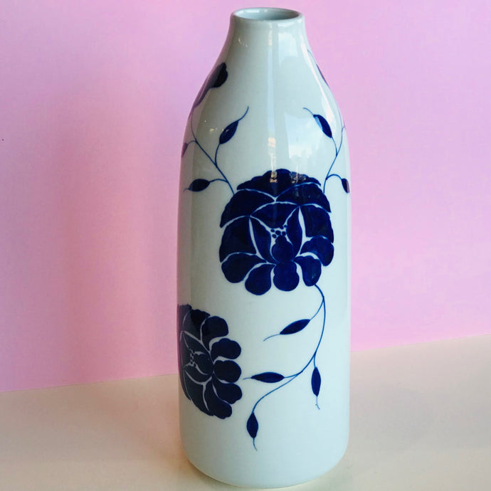 Tall Blue & White Vase