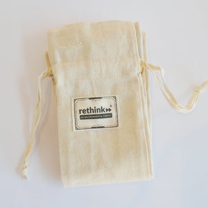 rethink bread bag, reusable, organic cotton, biodegradable long baguette bag or block loaf bag